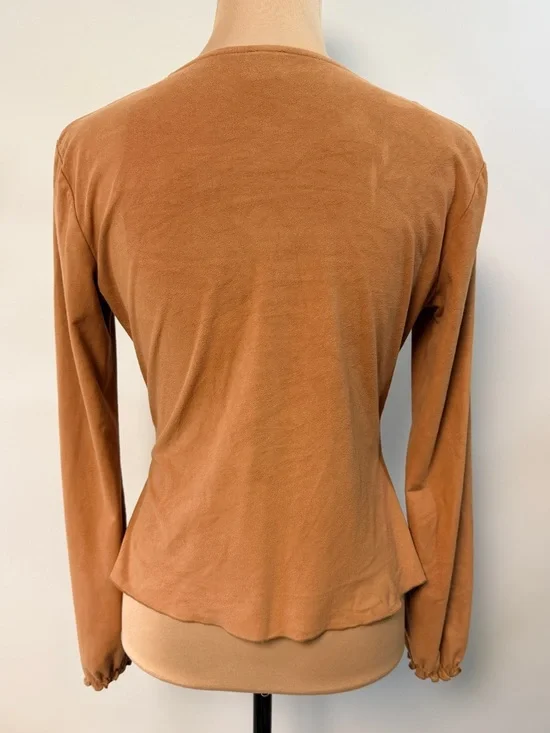 Vintage Y2K Top Ruffle Front Faux Suede Small Petite Western Boho 90s Grunge - Picture 5 of 10